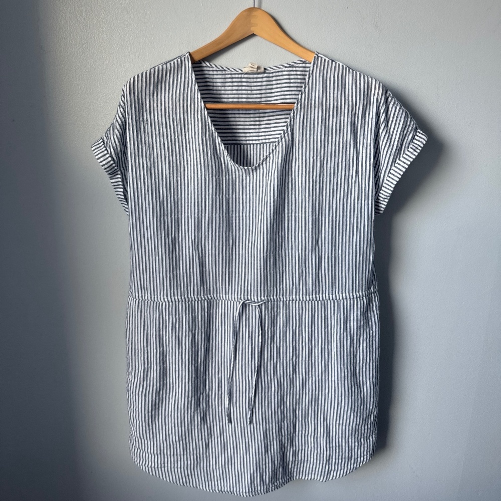 a.n.a striped cinched waist dress